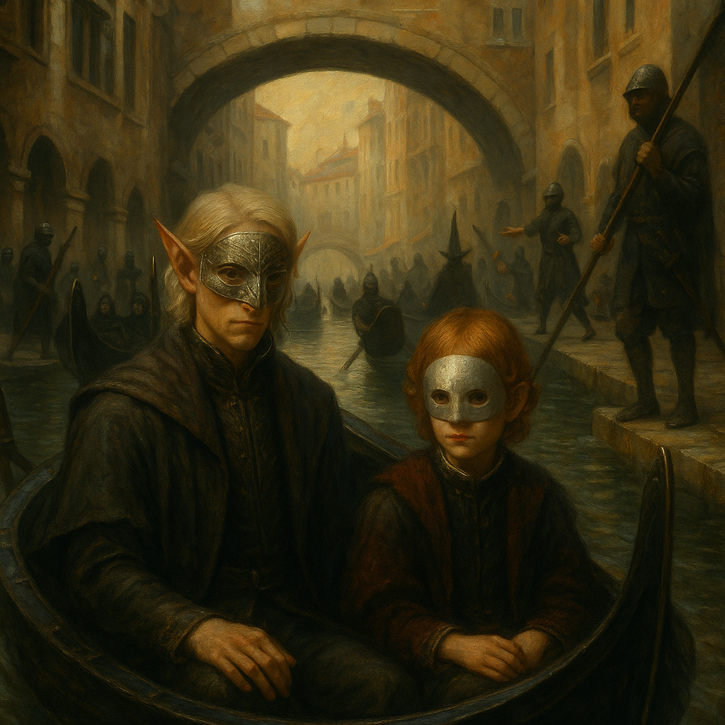 Elf and Silver-Masked Boy Arriving at Estate